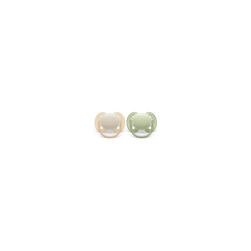 Philips Avent Ultra Soft Pacifier 0-6M, Sand / Pastel Warm Green, 2 Pack SCF091/05