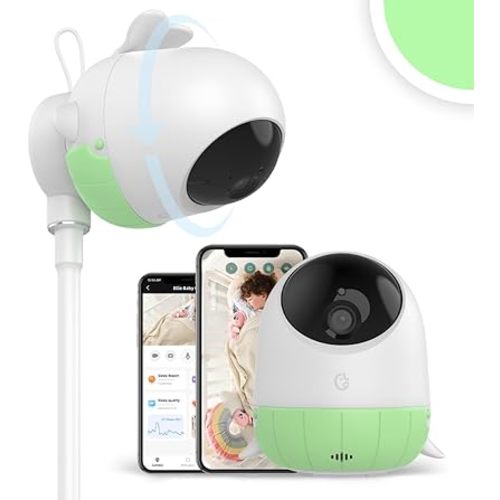 Ellie Baby Monitor,Covered Face Alert, Auto Photo Capture, 2K HD, Cry Soothing, 2-Way Talk, Virtual Fence, Night Vision, Temp Humidity, Breathing Detection