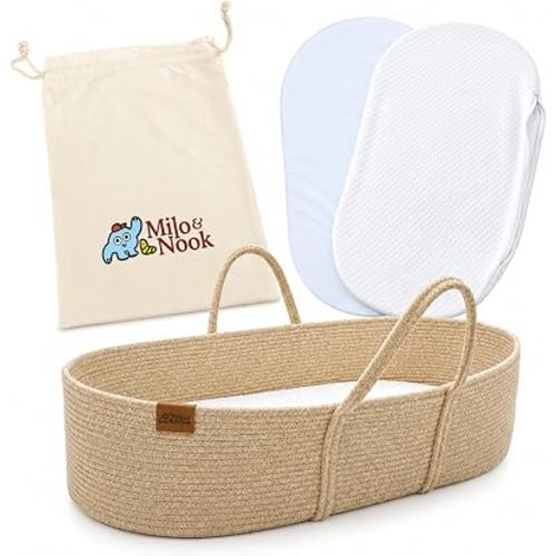 Baby Changing Basket with Pad – Soft Cotton Moses Basket