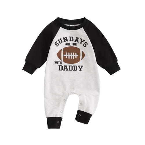 Newborn Baby Boy Football Season Jumpsuit Sundays are for Football with Daddy Sweatshirt Romper Playsuit Fall Clothes