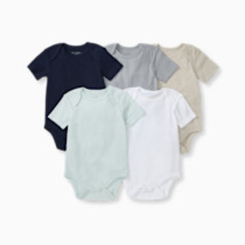 Burt's Bees Baby Organic Short Sleeve Bodysuit (5 Pack) - Midnight, 0-3 M