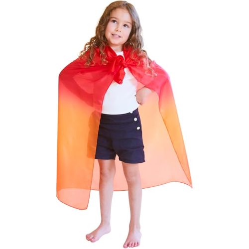 Sarah's Silks Enchanted Playsilk, 100% Silk Scarves for Kids and Toddlers, Sensory Toys | Bright Square Scarves, Montessori Waldorf Toys for Imaginative and Pretend Play - Fire