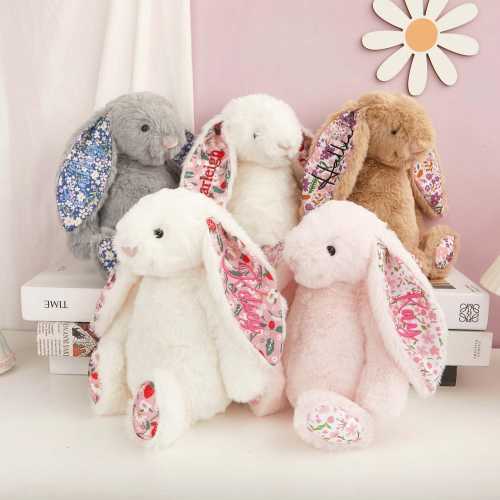 Personalized Embroidered Embroidered Bunny Rabbit for Kid ,Custom Monogrammed Bunny Rabbit,Floral Pattern Bunny,More Soft Plush Bunny Toy