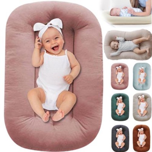 Qfuo Newborn Baby Lounger, Baby Lounger Pillow,Soft Cotton Head and Body Support Cushion, 1 Piece