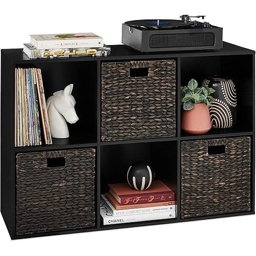 Best Choice Products 6-Cube Storage Organizer, 13.5in Shelf Opening, Bookcase, Display Shelf, Customizable w/ 3 Removable Back Panels – Black