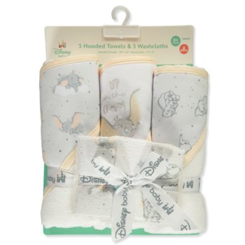 Disney Dumbo Baby Unisex 6-Piece Hooded Towel & Washcloths Set - multi, one size