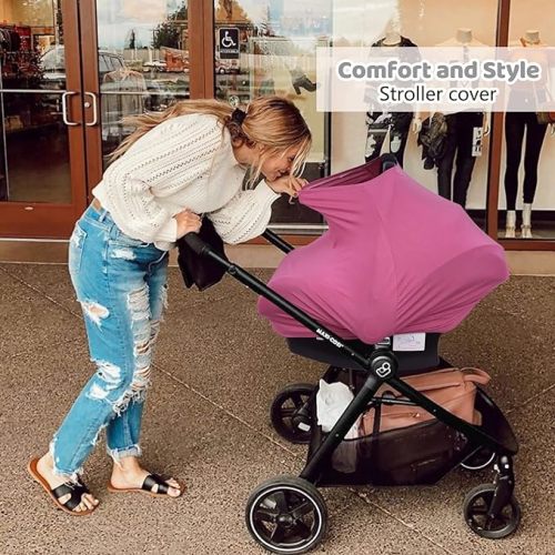 Metplus Car Seat Covers for Babies - Nursing Cover, Breathable Breastfeeding Cover, Multi-Functional Carseat Canopy and Stroller Cover for Boys and Girls - Perfect Baby Gift - Purple