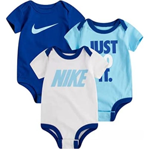 Nike Baby Boy Bodysuits 3 Pack (B(56E779-001)/W, 6 Months)