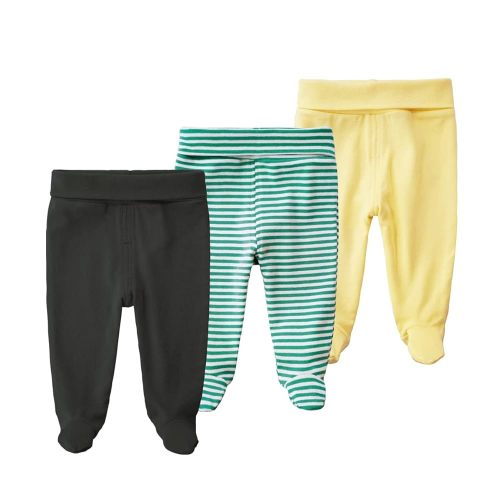 Teach Leanbh Infant Baby 3 Pack Footed Pants Cotton High Waist Casual Leggings