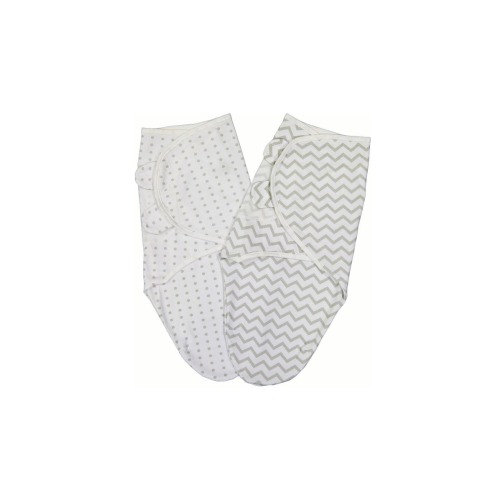 Adjustable Swaddle Blanket 2 Pack - grey chevron and polka dot