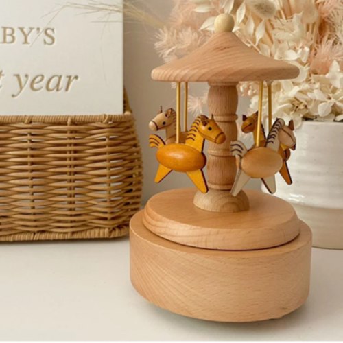 Heirloom Wooden Musical Carousel - Horses