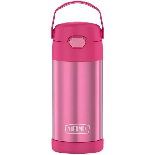 THERMOS FUNTAINER Water Bottle with Straw - 12 Ounce - Kids Stainless Steel Vacuum Insulated Water Bottle with Lid, Pink