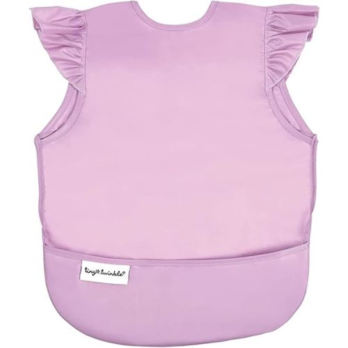 Tiny Twinkle Mess Proof Baby Bib - Waterproof & Lightweight Baby-Led Weaning Apron | 100% Recycled Polyester, Easy Clean & Machine Washable (Lilac, Small 6-24 Months)