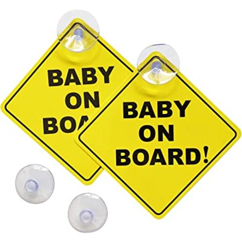 Baby on Board Sticker for Cars 2PCS , Baby On Board Warning Signs with Suction Cups , Durable and Strong Without Residue
