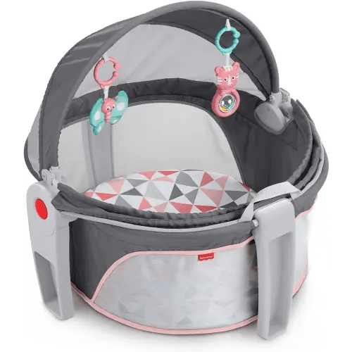 Fisher-Price Portable Bassinet and Play Space On-the-Go Baby Dome with Developmental Toys and Canopy, Rosy Windmill