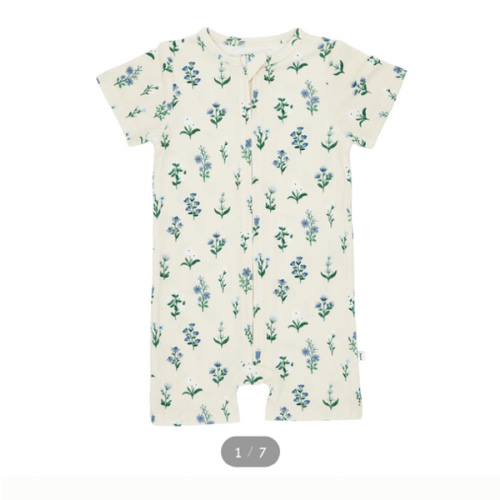 Morning Meadow Small Ribbed Summer Zip Romper