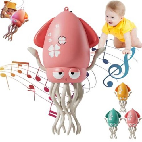 Electric Crawling Octopus Toy with LED Lights & Music, Magical Dancing Electric Simulation Animal Toy, Fun Crazy 8-Leg Action Octopus Interactive Robotics, for Kids Indoor Play (Pink)