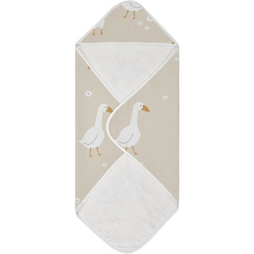 Aslsiy Hooded Baby Towels Cute White Gooses Toddler Bath Towels for Newborn Cotton Soft Baby Beach Infant Towel Bathrobe for 0-6 Years Boys Girls 35x35in