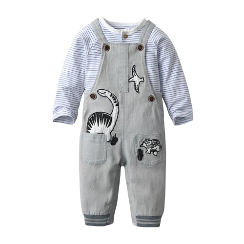 LvYinLi Baby Boy Clothes Set Infant Boy's Long Sleeve Romper+Dinosaur Denim Overalls Toddler Boys Fall Winter Outfits Suit