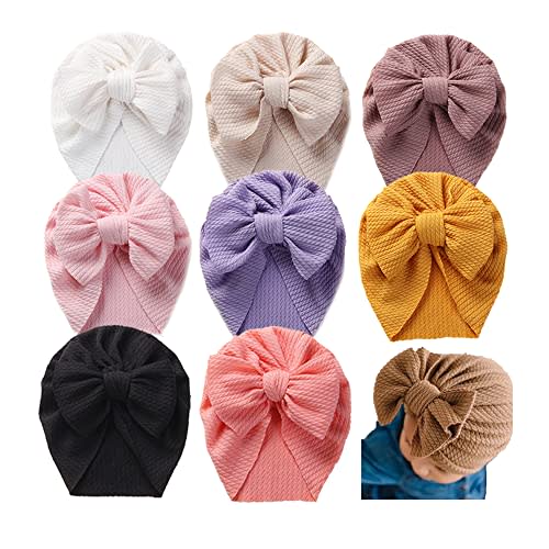 Yili Maizi Baby Girl Hat with Disc Flower Newborn Infant Toddlers Beanies Caps Hats Baby Kids Knotted Turbans Headband Cap…