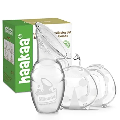 haakaa Manual Breast Pump & Ladybug Breast Milk Collector Combo Breast Shells Breastmilk Collector for Breastfeeding Silicone Breast Milk Catcher Nursing Cups Breast Milk Saver, Reusable, BPA Free - 4oz/100ml breast pump without suction base