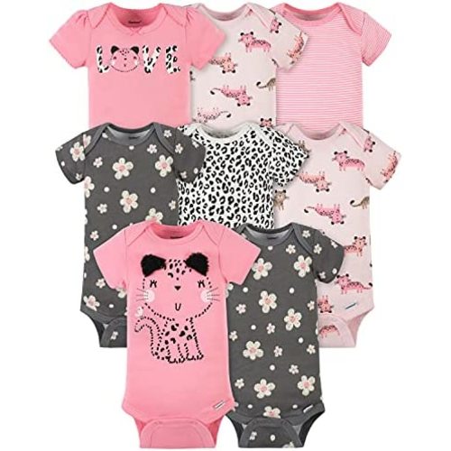 Gerber Baby Girls' 8-Pack Short Sleeve Onesies Bodysuits