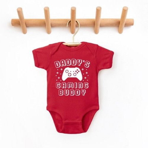 The Juniper Shop Daddy's Gaming Buddy Baby Bodysuit - 6 Month - Red