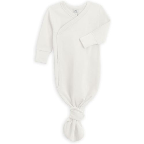 Colored Organics Baby 100% Organic Cotton Newborn Knotted Gown - Infant Indy Kimono Wrap Front Tie Knot with Mitten Cuffs