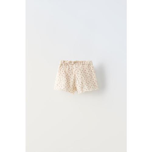 FLORAL TEXTURED SHORTS - Light ecru | ZARA United States