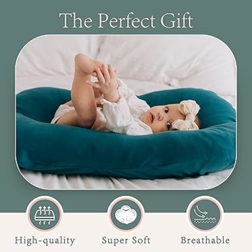 Max&So Baby Lounger Cover Compatible with Snuggle Me – 100% Cotton Slipcover – Soft, Breathable & Skin-Friendly – Newborn Lounger Cover, Jade – Cover Only