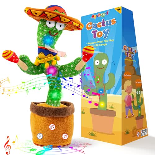 Ayeboovi Dancing Talking Cactus Toys for Baby Boys and Girls, Kids Adjust Volume Singing Record Repeating What You Say Sunny Cactus Mimicking Toy Electronic Light Up Plush Toy with 120 English Songs