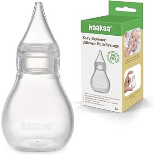 Haakaa Silicone Baby Nasal Aspirator | Nose Bulb Syringe | Easy-Squeezy Baby Nose Cleaner, Newborn Infant &Toddler - BPA Free Silicone