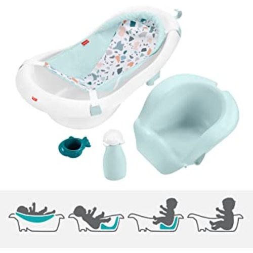 Fisher-Price 4-in-1 Sling 'n Seat Tub – Pacific Pebble, convertible baby to toddler bath tub with support and seat