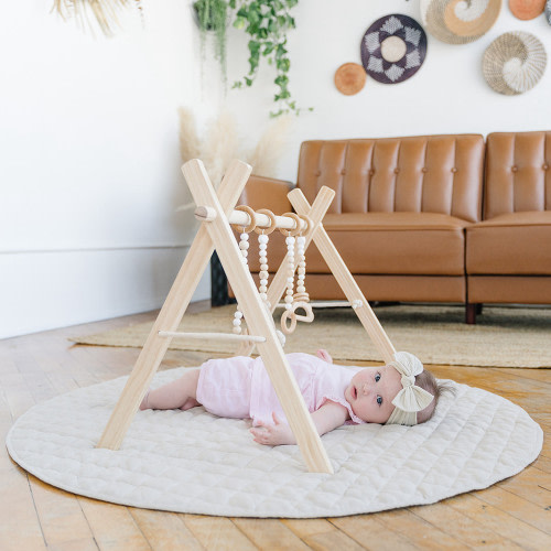 Poppyseed Play Linen Round Play Mat - Taupe
