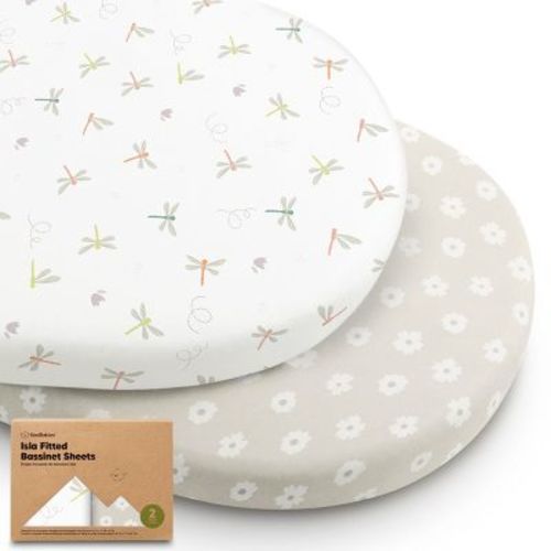KeaBabies Bassinet Sheet for Baby Girls, Boys, 2-Pack Isla Fitted Bassinet Sheets, Bassinet Mattress Sheets (Elly)