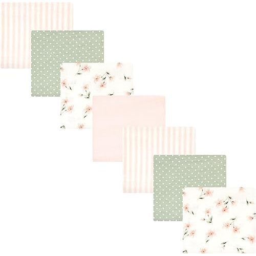 Hudson Baby Unisex Baby Cotton Flannel Receiving Blankets Bundle, Pink Dainty Floral, One Size