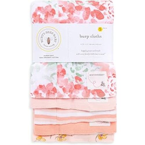 Burt's Bees Baby 100% Organic Cotton Burp Cloths (Tossed Succulent)