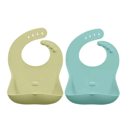 RUBY WRAPP SILICONE BIBS - Pastel Yellow and Baby Blue