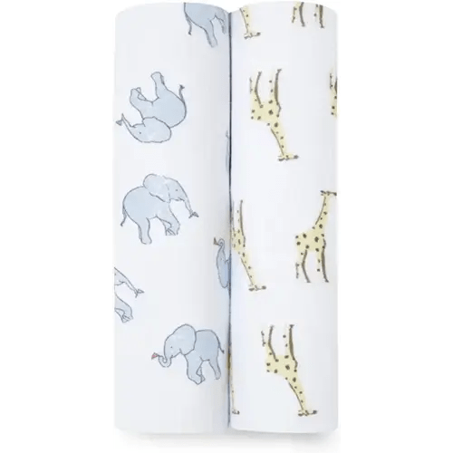 aden + anais Essentials Muslin Swaddle Blankets, Newborn Receiving Blanket for Swaddling, 100% Cotton Baby Swaddle Wrap, 2 Pack, Safari