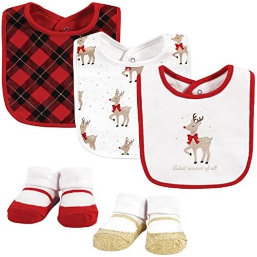 Hudson Baby Unisex BabyCotton Bib and Sock Set