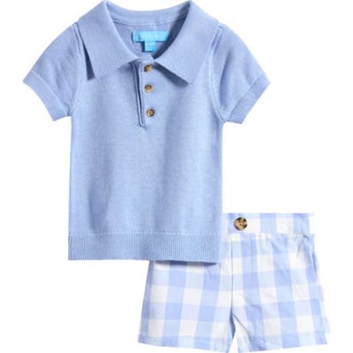 Polo Sweater & Gingham Check Shorts Set, 0-3M