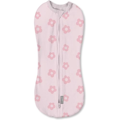 SwaddleMe by Ingenuity Compression Swaddle Pod, Two-Way Zipper for Easy Changes, Improves Sleep & Calms Startle Reflex, 0-2 Months, 2-Pack - Flower Confetti