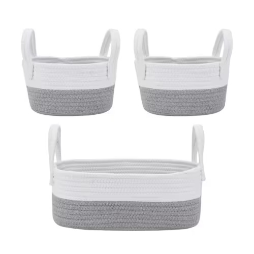 3 Pack Nestled Storage Baskets - White and Grey