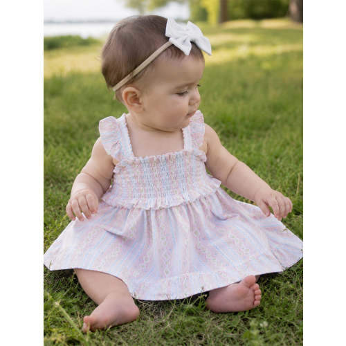 Smocked Ruffle Sundress & Bloomer, Ogee Floral