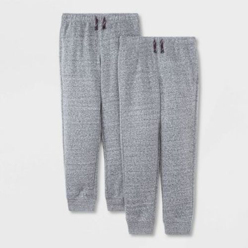 Boys' 2pk Fleece Jogger Sweatpants - Cat & Jack™ Charcoal Gray L: Reinforced Knee, Flexible Drawstring, Heavyweight Fabric