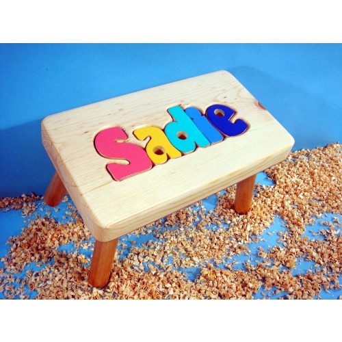 Personalized Wooden Puzzle Step Stool