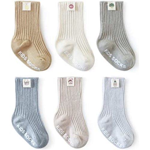 QandSweet Baby Boy Combed Cotton Socks Toddler Ankle Sock Non-Skid for Newborn Infant Childrens
