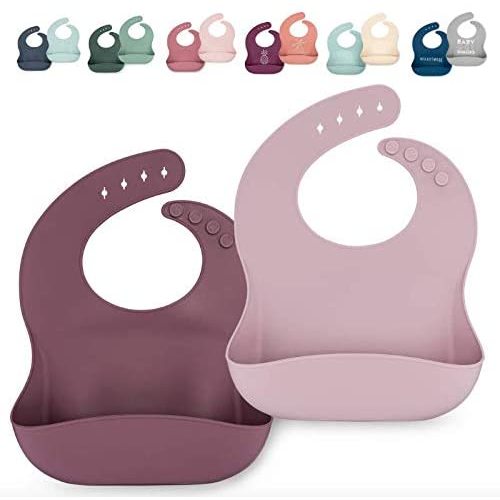 Silicone Bib Set - Adjustable Waterproof Bibs - Set of 2