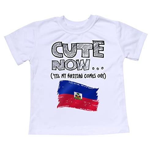 Cute Now Toddler Haiti T-Shirt 'Til My Haitian Comes Out Kids Shirt Top in White 2T-8T