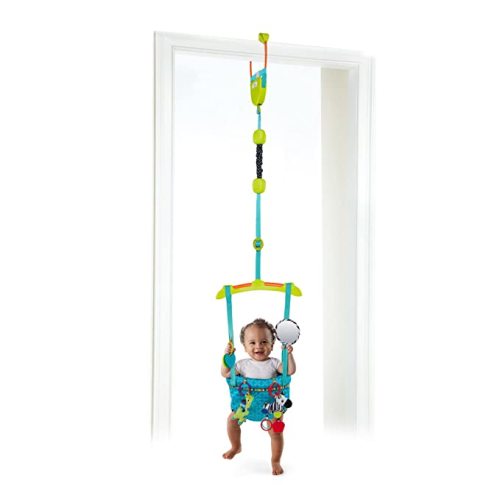 Bright Starts Bounce 'n Spring Deluxe Door Jumper for Baby with Adjustable Strap, 6 Months and Up, Max Weight 26 lbs - Playful Parade